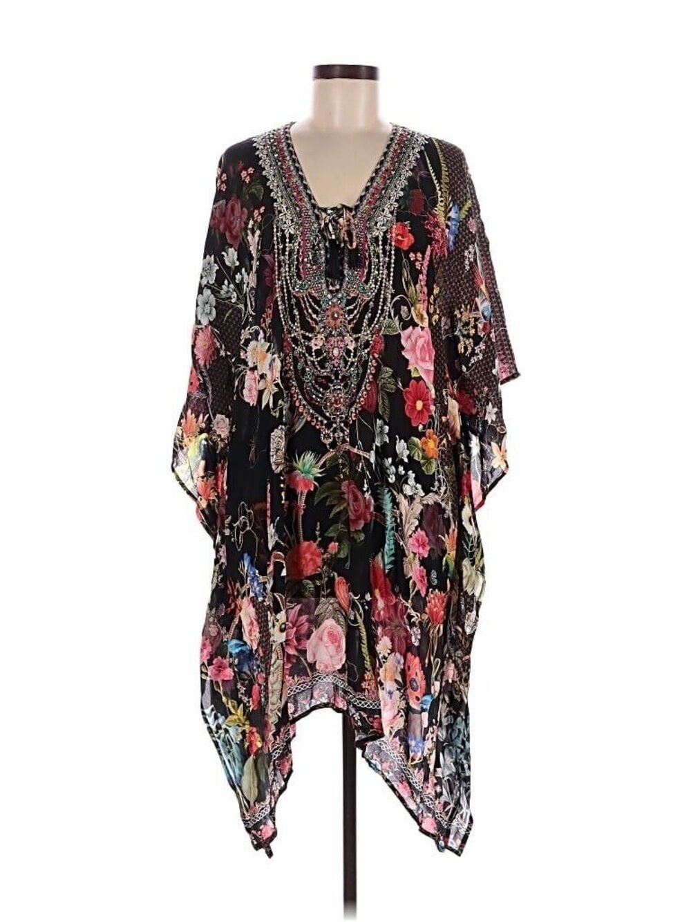 Designer Inspired Embellished Tunic Kaftan Floral 100% Viscose Silk (865)